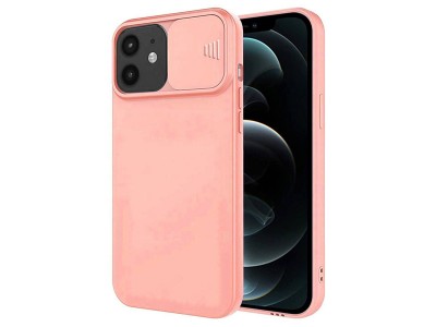 Silicone Camshield (růžový) – Silikónový kryt s posuvnou ochranou kamery pro Apple iPhone 12 mini