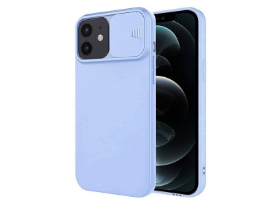 Silicone Camshield (modrý) – Silikónový kryt s posuvnou ochranou kamery pro Apple iPhone 12