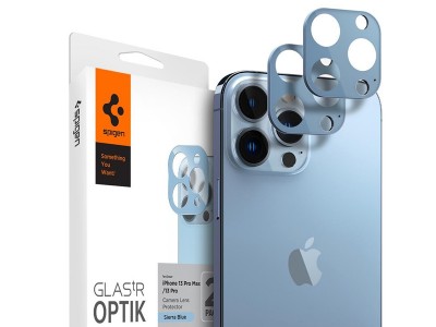 SPIGEN GLAStR Optik - 2x Tvrden ochrann sklo na zadn kameru pro Apple iPhone 13 Pro / 13 Pro Max (modr)