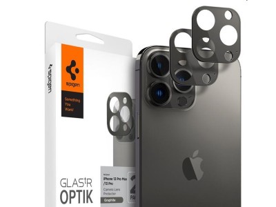 SPIGEN GLAStR Optik - 2x Tvrdené ochranné sklo na zadní kameru pro Apple iPhone 13 Pro / 13 Pro Max (šedé)