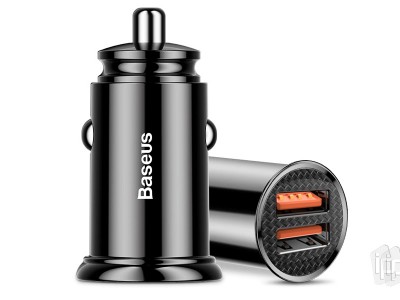 Baseus Dual USB Fast 30W (černé) - rýchlonabíječka do auta Quick Charge 3.0 na 2 zariadenia