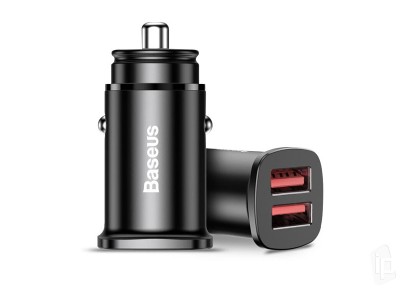 Baseus 2x USB Fast Charger 30W - Autonabíječka s funkciou Quick Charge 3.0 na 2 zariadenia - černá