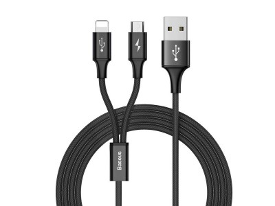 Baseus Rapid Series 2v1 (černý) - Nabíjací kabel USB - Lightning / Micro USB (1,2m)