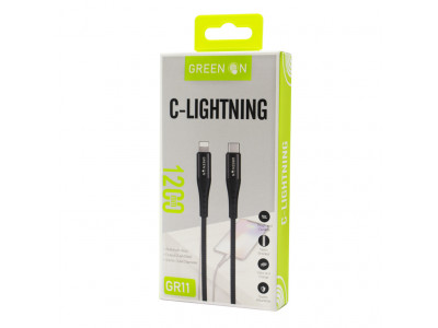 Dátový kabel zn. GREEN ON GR11 1.2m USB typ C - lightning černý