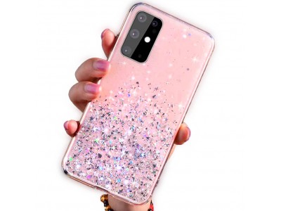 Glue Glitter Case – Ochranný kryt s farebnými glitrami pro Samsung Galaxy S23+ (růžová)