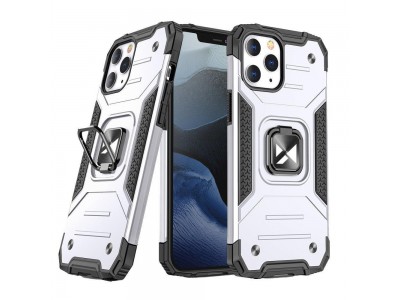 Hybrid Ring Defender (stříbrný) - Odolný kryt (obal) na iPhone 14 Pro Max