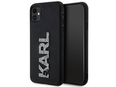 Karl Lagerfeld Hard Case - Luxusní ochranný kryt (obal) pro IPHONE 11/XR 3D Rubber Glitter Logo (KLHCN613DMBKCK) black (černá)