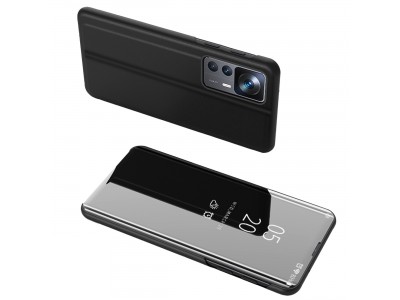 Mirror Standing Cover (černá) - Zrkadlové pouzdro pro Clear View Case case for Xiaomi 12T Pro / Xiaomi 12T