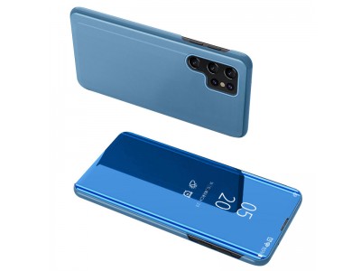 Mirror Standing Cover (modr) - Zrkadlov puzdro pre Samsung Galaxy S23 Ultra