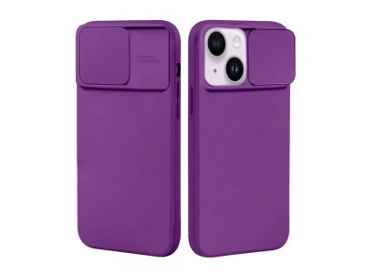 Silicone Camshield (fialový) - Silikónový kryt s posuvnou ochranou kamery pro Apple iPhone 12