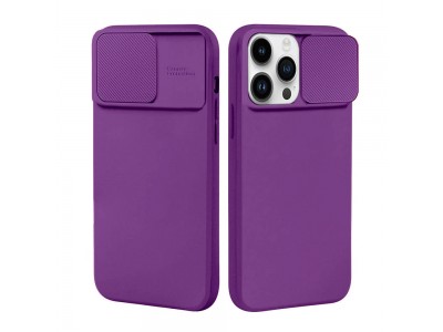 Silicone Camshield (Purple) - Silikónový kryt s posuvnou ochranou kamery pro Samsung Galaxy A14 4G