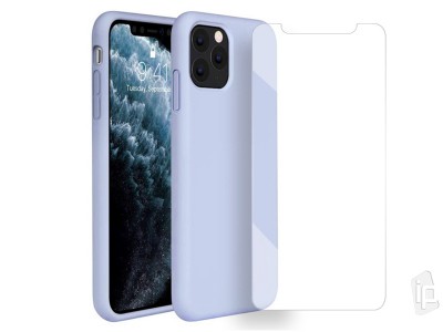 Set Obal Liquid Silicone Cover (bledomodrá) + Ochranné sklo pro Apple iPhone 11 Pro