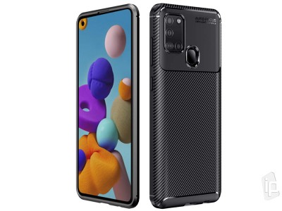 Carbon Fiber Black (černý) - Ochranný kryt (obal) pro Samsung Galaxy A21S
