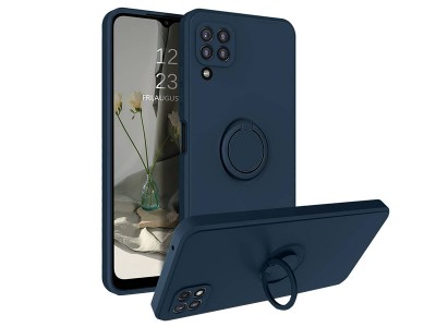 Silicone Ring – Ochranný kryt s prstencom a ochranou kamery pro Samsung Galaxy A22 LTE (modrý)