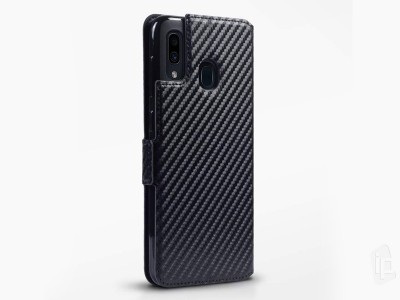 Carbon Fiber Folio ern - penenkov pouzdro na Samsung Galaxy A40