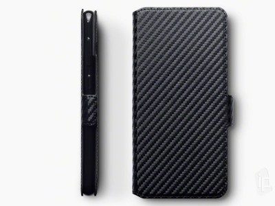 Carbon Fiber Folio ern - penenkov pouzdro na Samsung Galaxy A40