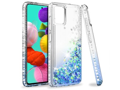 Diamond Liquid Glitter (modr) - Ochrann kryt s tekutmi trblietkami na Samsung Galaxy A41