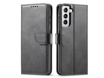 Elegance Stand Wallet II (černé) - Peněženkové pouzdro na Samsung Galaxy S22 Ultra 5G