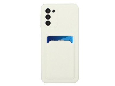 Silicone Card Holder – Ochranný kryt s ochranou kamery a pouzdrom na karty pro Samsung Galaxy S20 FE (bílý )