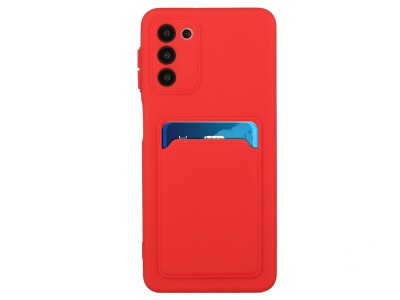 Silicone Card Holder – Ochranný kryt s ochranou kamery a pouzdrom na karty pro Samsung Galaxy S20 FE (červený)