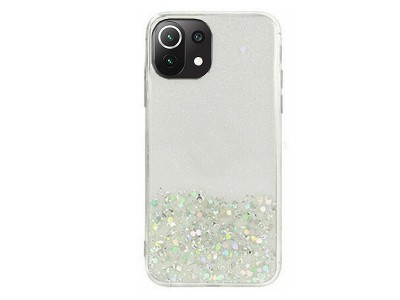 Glue Glitter Case  Ochrann kryt s farebnmi glitrami pre Xiaomi Mi 11 Lite (strieborn)