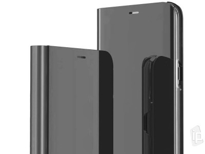 Mirror Standing Cover (ierne) - Zrkadlov puzdro pre Xiaomi Redmi Note 9T **AKCIA!!